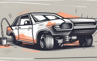 A car repair set with various tools and a car with a scratch on it