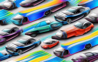 Several cars in different vibrant foil colors