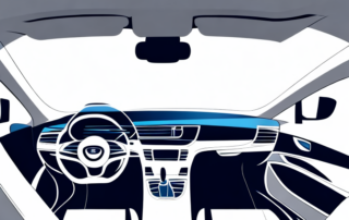 A car interior with a focus on the dashboard