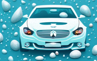 A car with a noticeable protective film on its windshield and hood