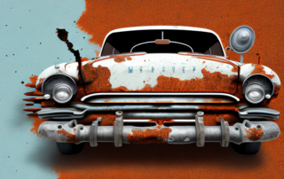 A car with visible rust spots on the body