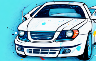 A car with visible scratches being repaired with paint