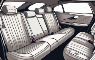 A car interior focusing on the seats with various cleaning tools like a vacuum