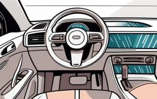 Various types of windshield cleaner products placed on the dashboard of a car's interior