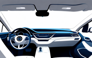 A car interior showcasing various areas such as the dashboard