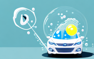 A car being washed at home with soap bubbles and water