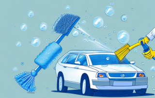 A car being washed on a home driveway