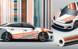 A car being wrapped with a customizable adhesive film