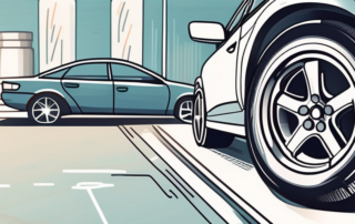 A car with a focus on its tires