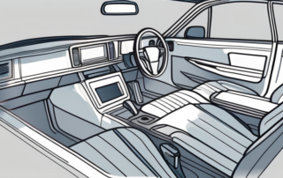 A car with its various parts like the dashboard