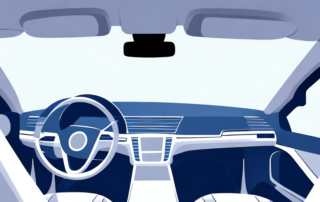 The interior of a car focusing on the windshield