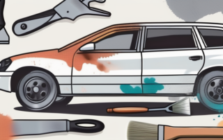 A car with patches of paint removed