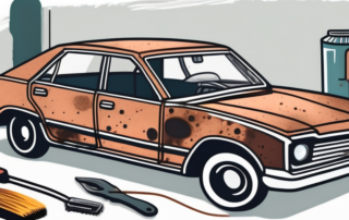 A car with visible rust spots on the surface