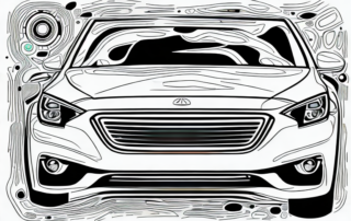 A car with different areas highlighted