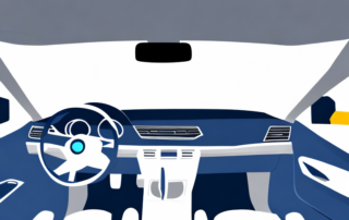 A car interior with various plastic parts such as dashboard