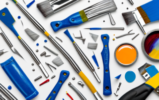 Various tools and equipment used for lacquering projects