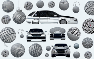 A car interior adorned with various stylish and creative decorations