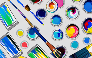 Various painting tools like brushes