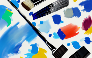 Various painting tools like brushes