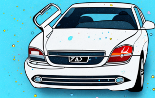 A car with a glossy finish being polished with a buffing tool