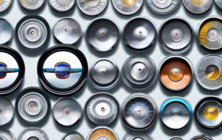 Various types of car rims shining brightly after being waxed