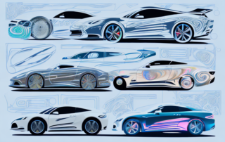 A variety of cars showcasing different and unique software-generated foil designs