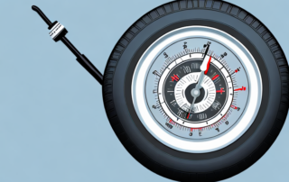 A car tire attached to a pressure gauge