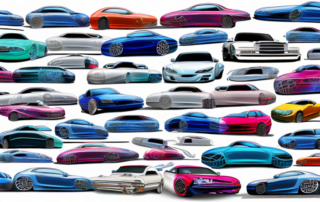 A variety of cars in different colors and styles