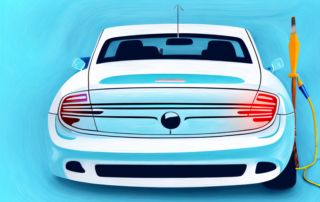 A car in a professional auto painting booth