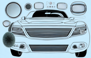 A car with different types of plastic exterior parts like bumpers