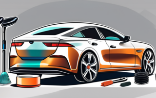 A collection of car detailing tools such as a polishing machine