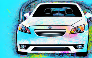 A car half-covered with a vibrant car wrap foil