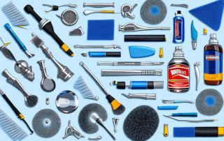 Various car detailing tools like a polishing machine