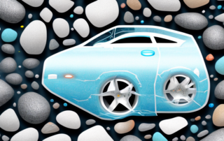 A car windshield being protected by a transparent steinschlagfolie (stone chip film)