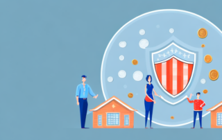 A family home with a protective shield symbolizing insurance