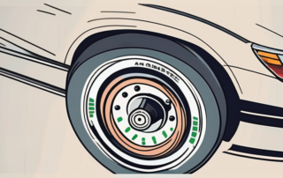 A car with a close-up view on the tire