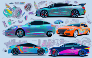 A variety of cars with different