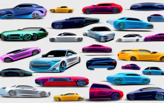 A variety of unique and colorful car stickers on a sleek car
