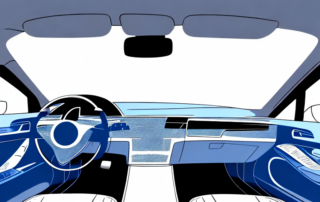 A car interior focusing on a scratched plastic dashboard