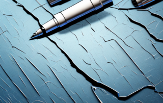 A scratched car surface with a repair kit nearby