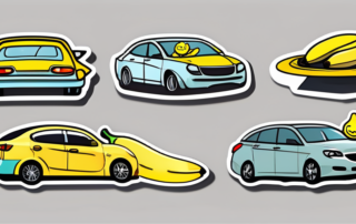 A variety of humorous bumper stickers on a car