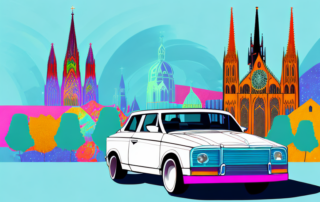 A car in the process of being wrapped in a vibrant vinyl film