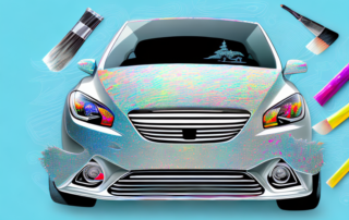 A car with a creatively designed foil wrap