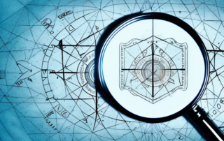 A magnifying glass hovering over a coded message on a piece of parchment