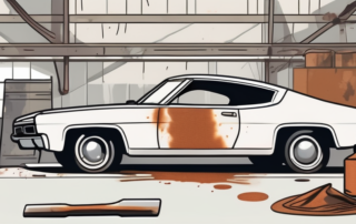 A car with visible rust under peeling paint