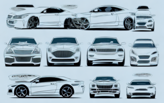 Various types of cars with unique and creative window stickers on their windshields and side windows to showcase individual customization