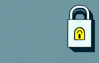 A locked padlock in front of a house