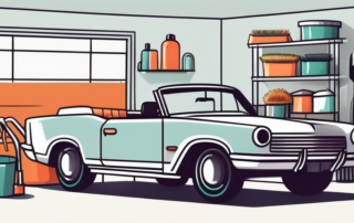 A convertible car with its top down