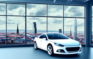 A car being wrapped in a sleek