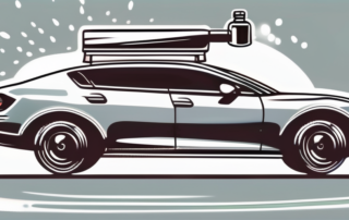 A car with a glossy finish under a spray bottle